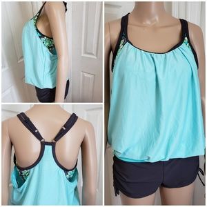 NEW! ZeroXposur Womens Blouson 2-Fer Tankini - 12
